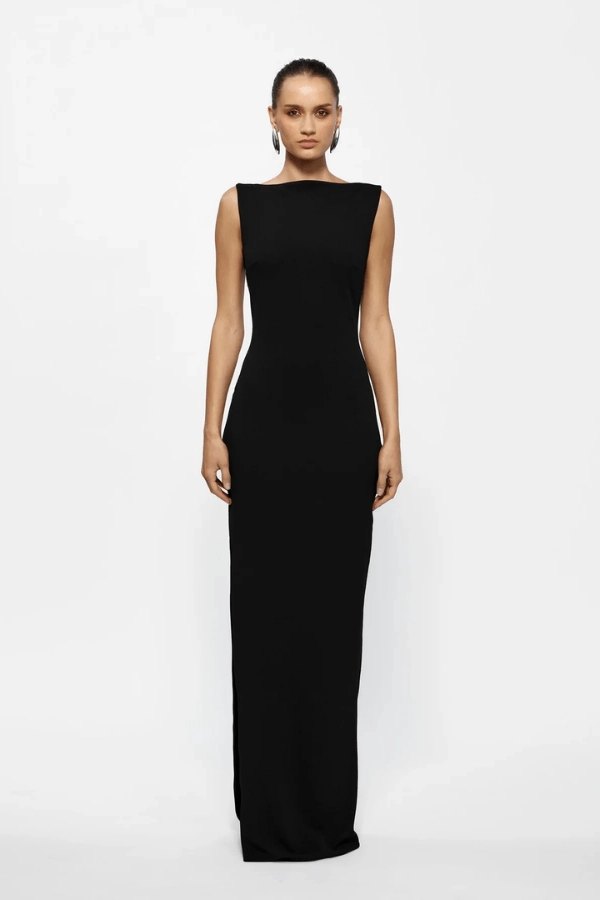 Aisha Gown Black Lightweight Fabric