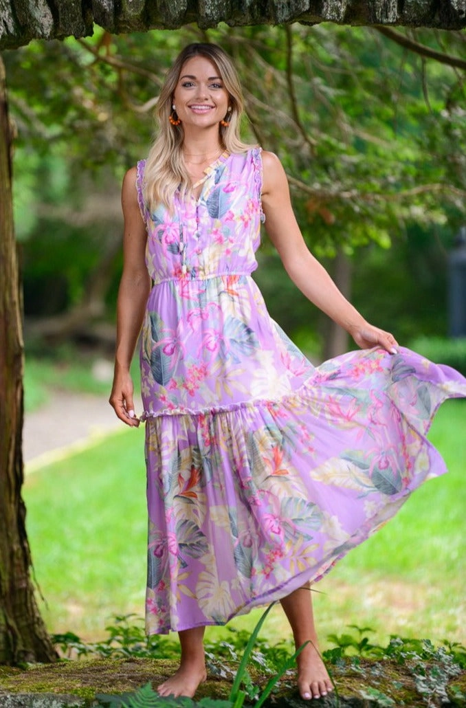 bold appearance Simple Ease Alexis Dress / Lavender Tropical
