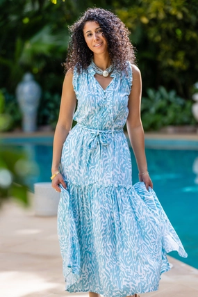 Chic And Comfortable Effortless Mood Alexis Dress / Turquoise Zebra