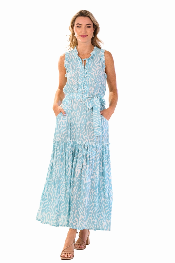 Alexis Dress / Turquoise Zebra Fitted Design