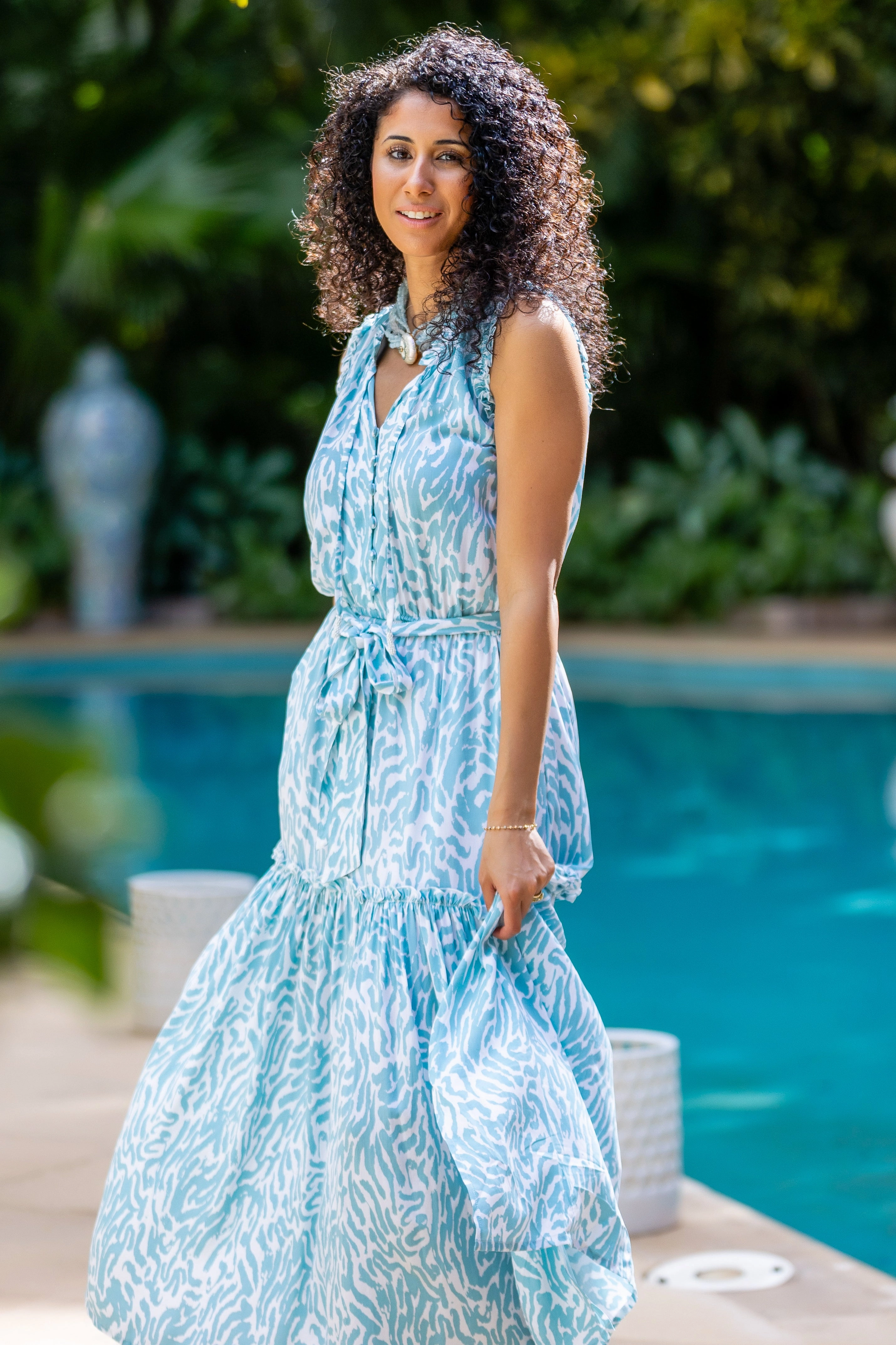 Alexis Dress / Turquoise Zebra Body Flow