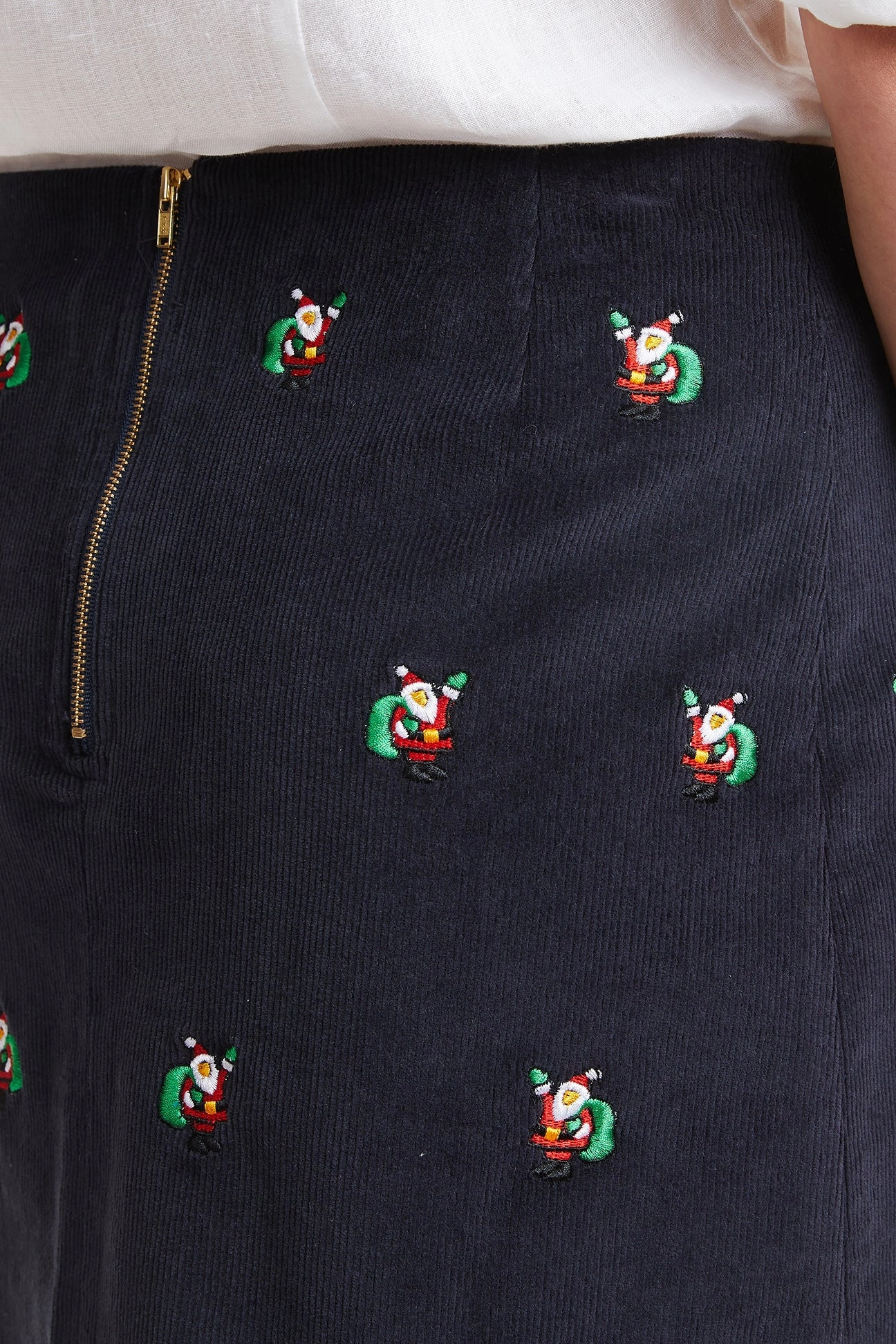 Ali Skirt Corduroy Nantucket Navy with Santa Ventilated Slits Thermal Regulating