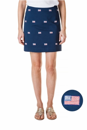 Ali Skirt Nantucket Navy with American Flag 19" Luxury Trim Breathable Material
