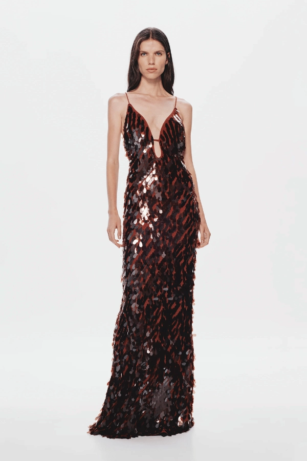The 'Sapphire' Sequin Maxi Dress Fig Versatile Fit All Wear
