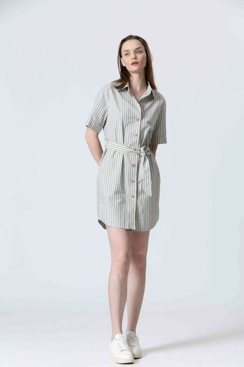 STRIPED BUTTON FRONT DRESS Smooth Layers
