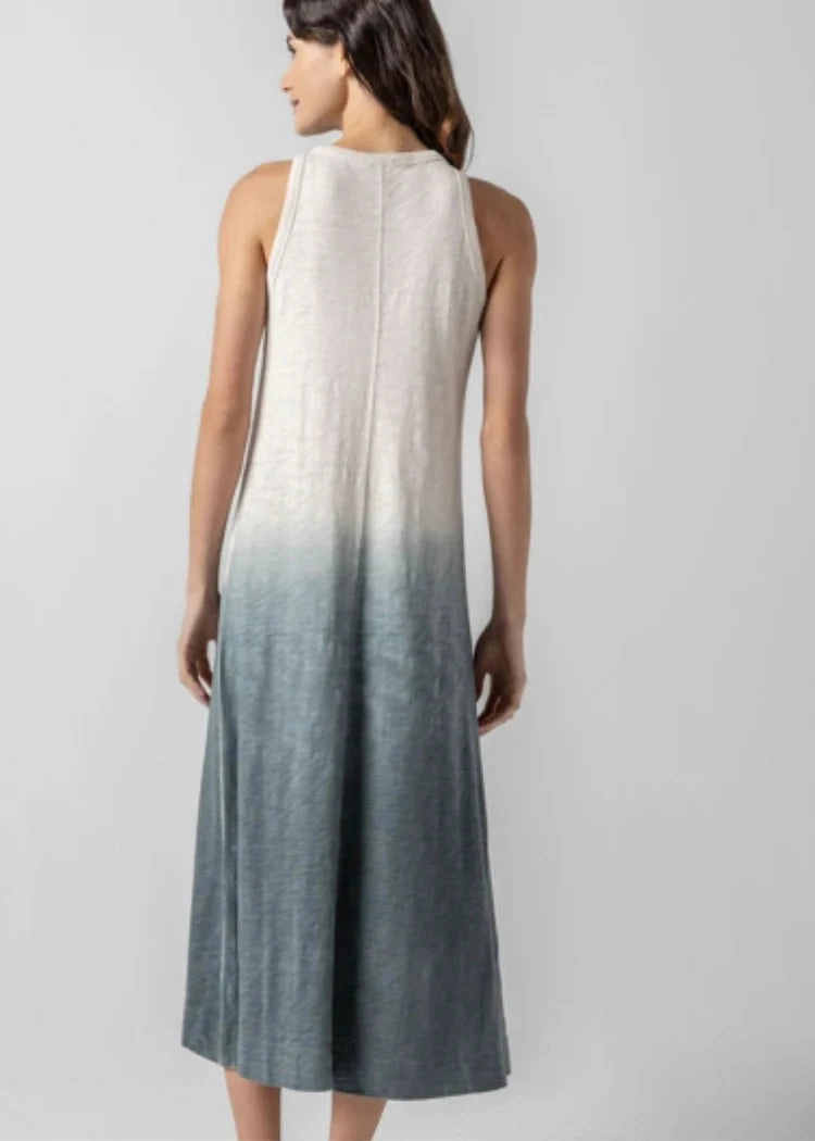 Relax Feel Ombre Jewel Neck Tank Dress Vine Ombre