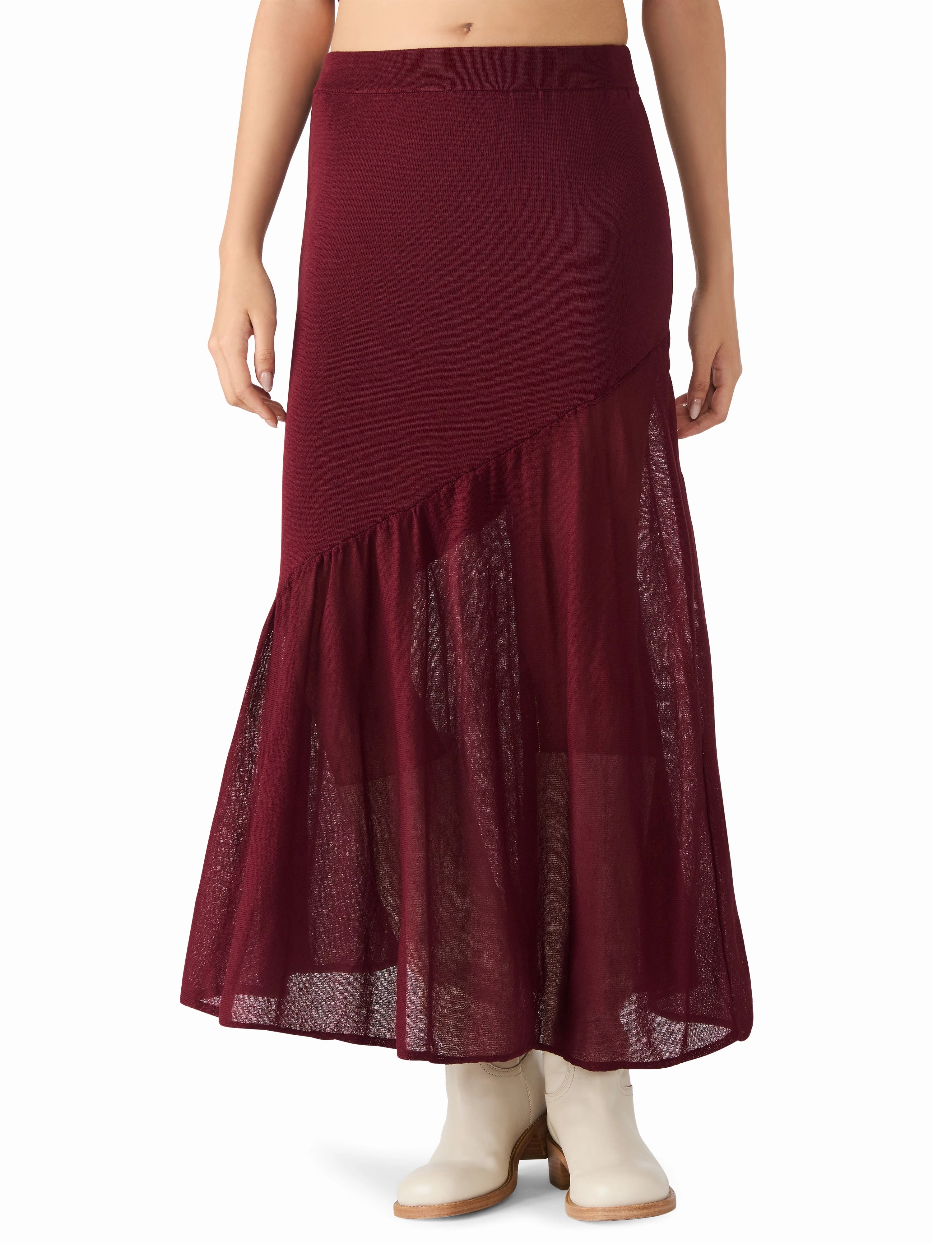 Aneira Skirt in Wine Breezy Outfit