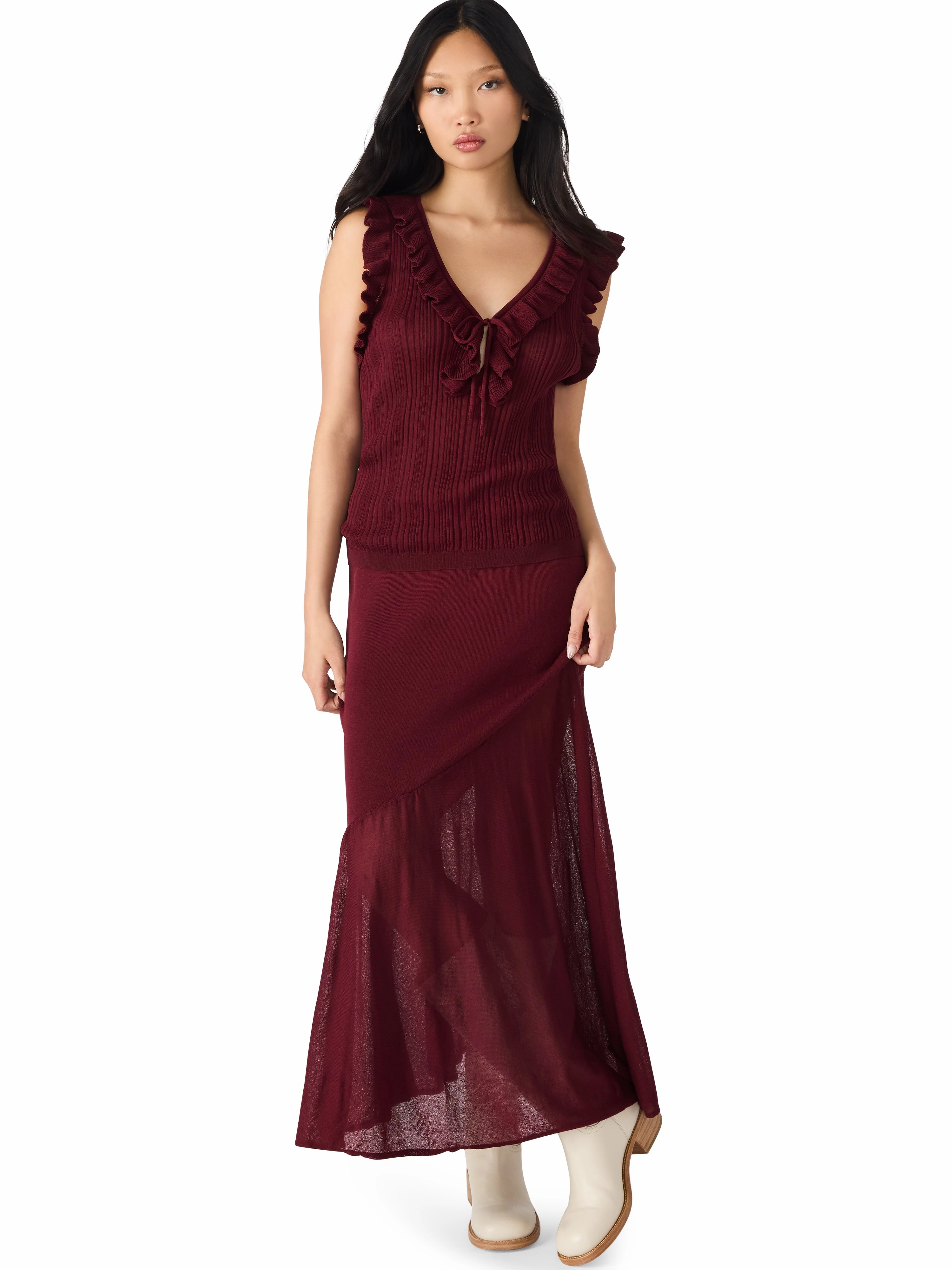 Aneira Skirt in Wine Polished Touch All Occasion