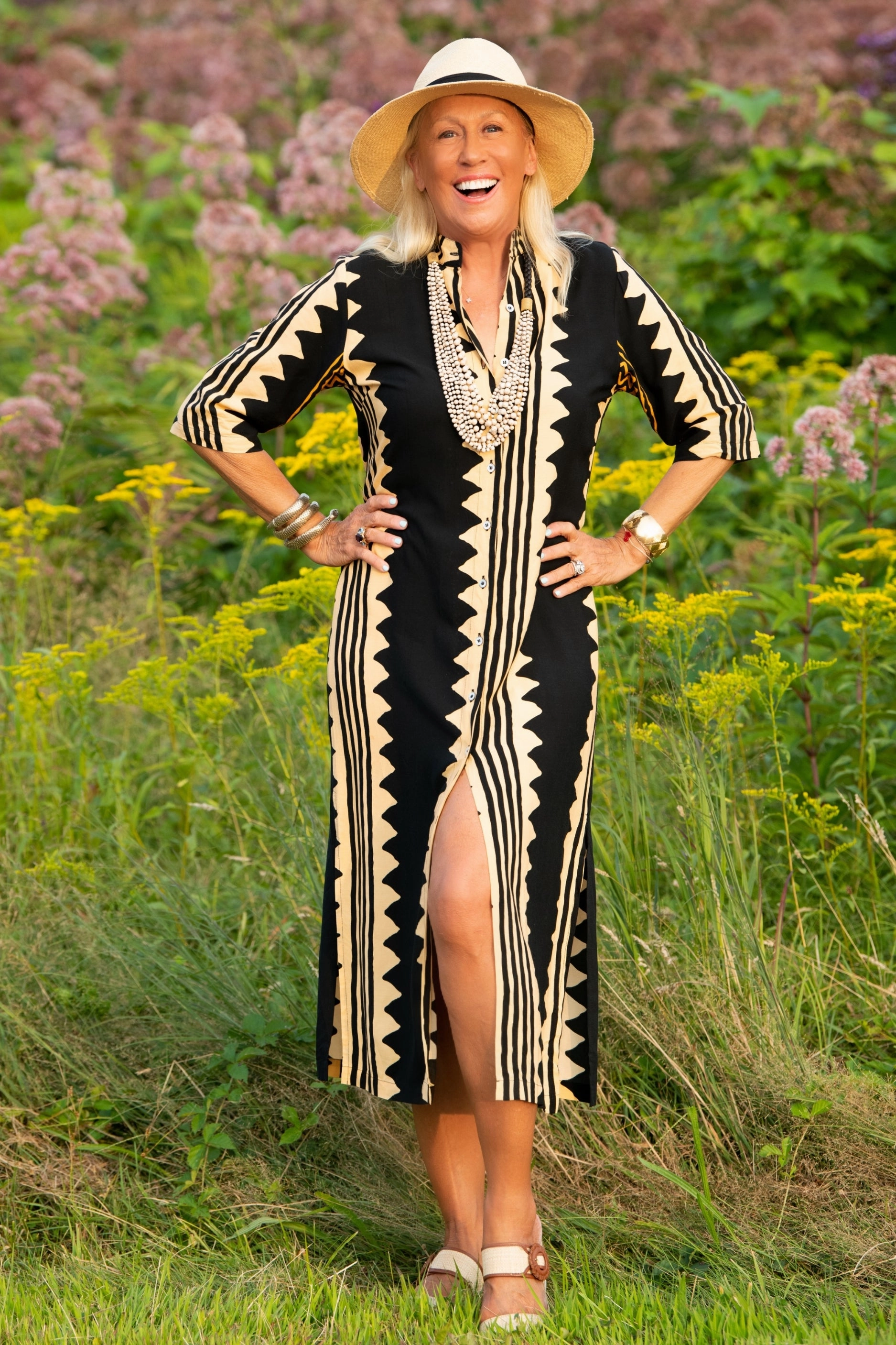 Dreamy Flow Relaxed Look Day Break Dress / Khaki Zig Zag