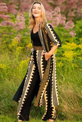 Day Break Dress / Khaki Zig Zag Ankle-length Urban Motion
