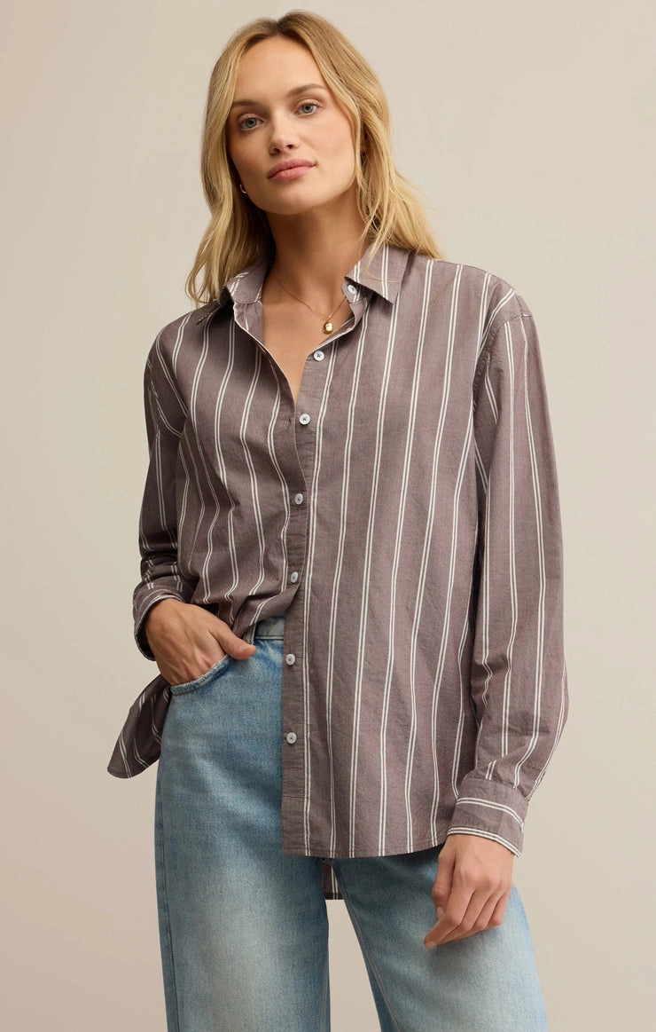 Sporty Cardigan SEAPORT STRIPED POPLIN SHIRT