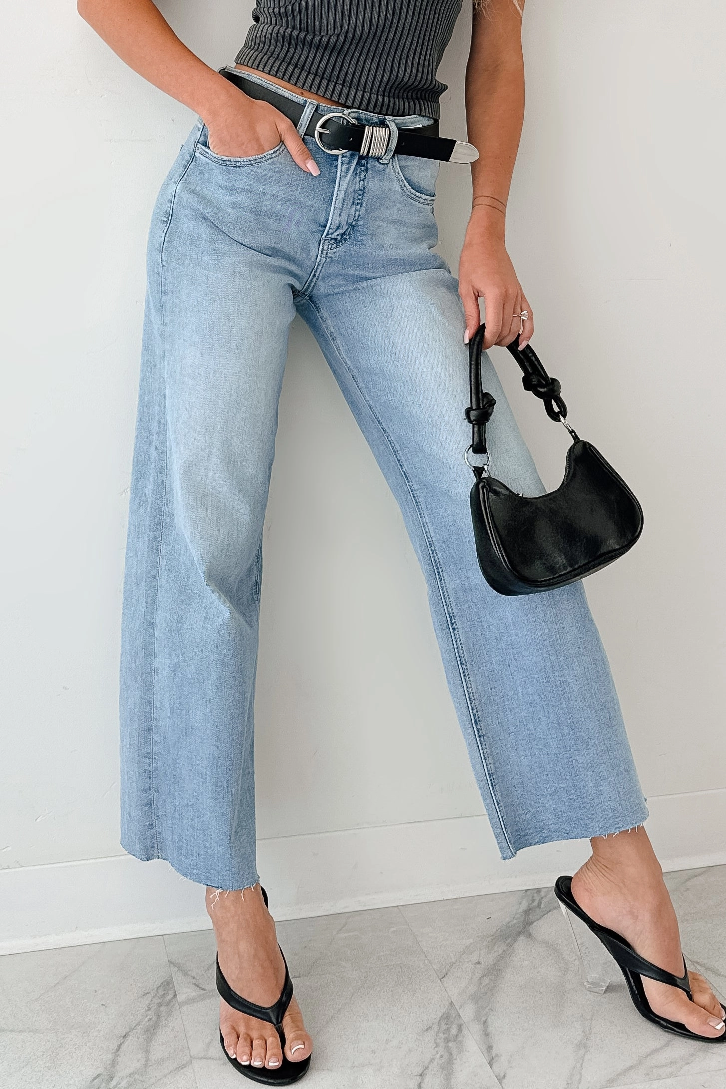 Victor Wide Leg Mica Denim Jeans (Light Blue) Comfortable Design