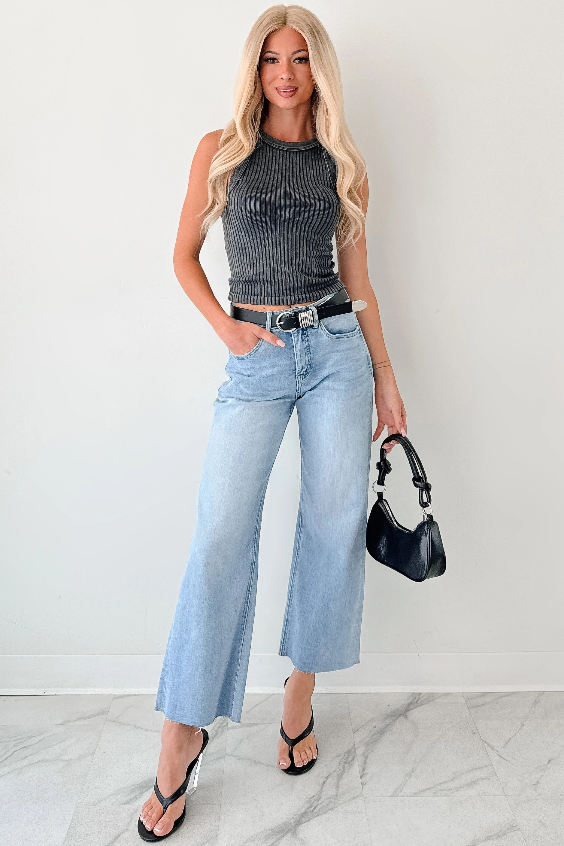 Versatile Fashion Victor Wide Leg Mica Denim Jeans (Light Blue)