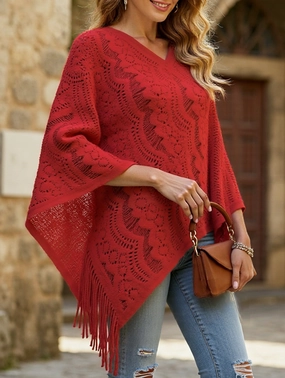 Versatile Layering Bamboo Derived Material Flower solid color tassel embroidery shawl