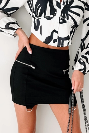 flared silhouette Cashmere Touch Always In Control Hem Ring Mini Skirt (Black)