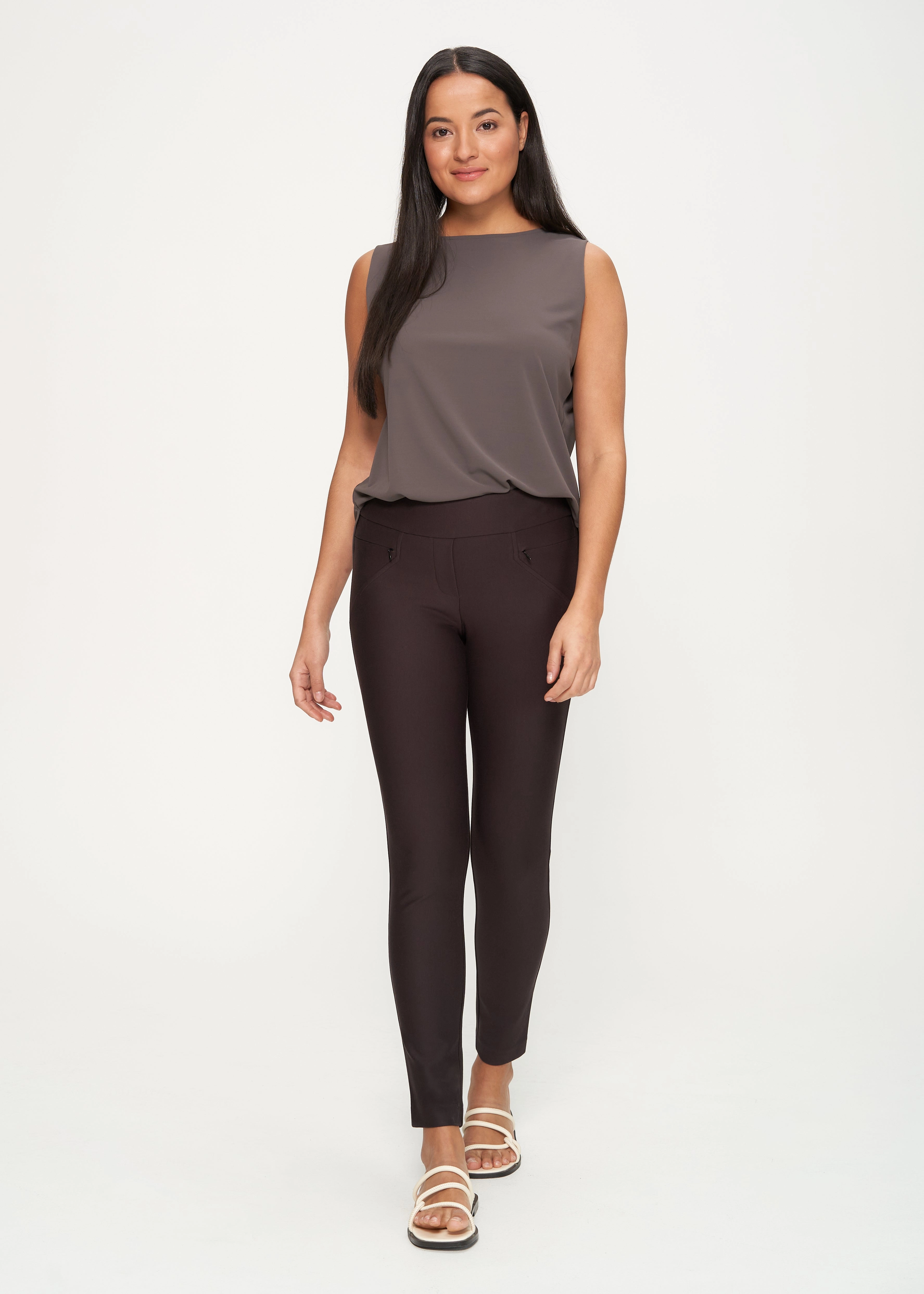 Stretchable Waist Alyssa Brown Ponte Skinny Pant