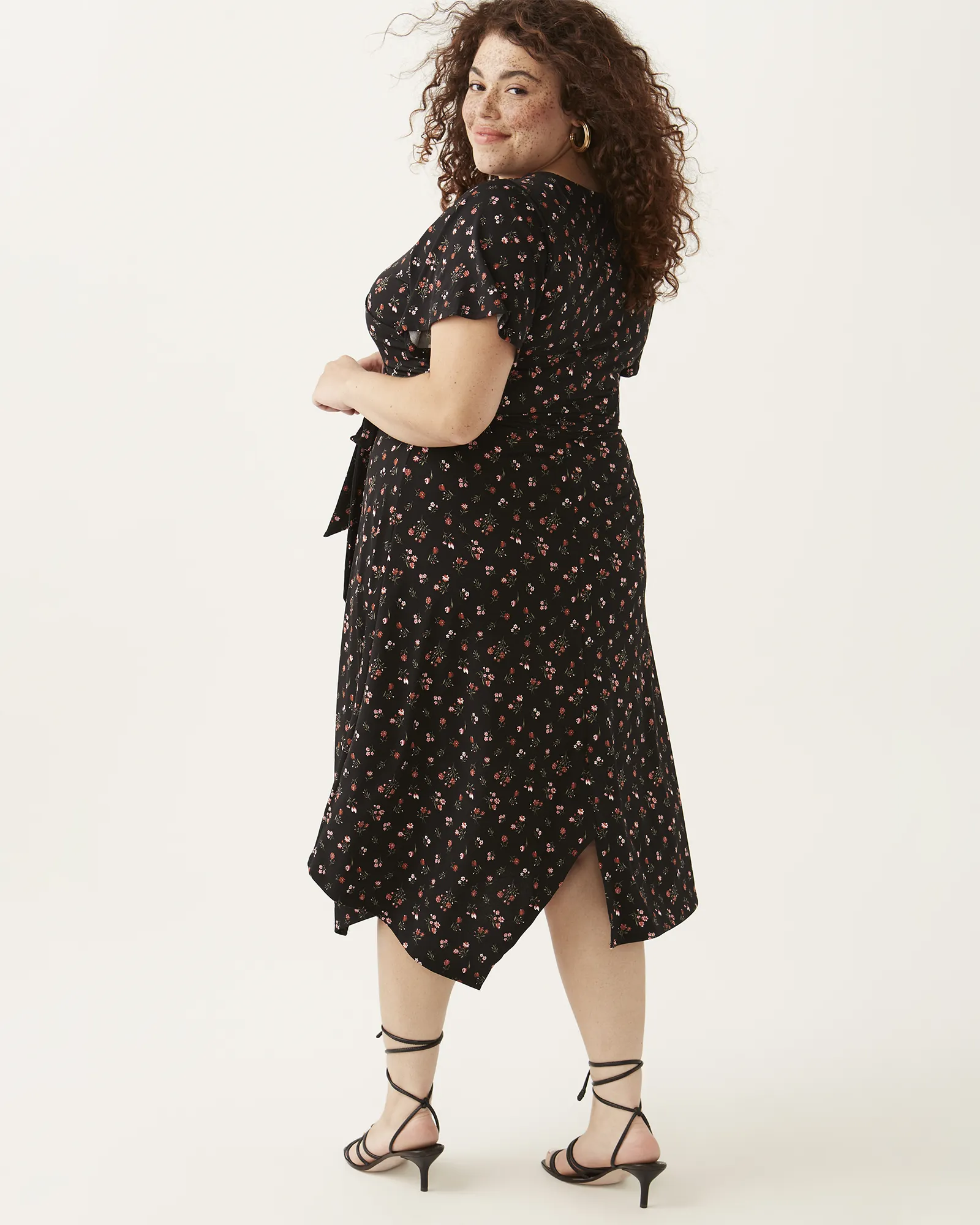 Amaya Short Sleeve Wrap Dress | Black / Orange
