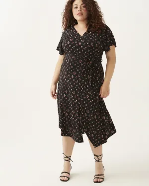 Amaya Short Sleeve Wrap Dress | Black / Orange