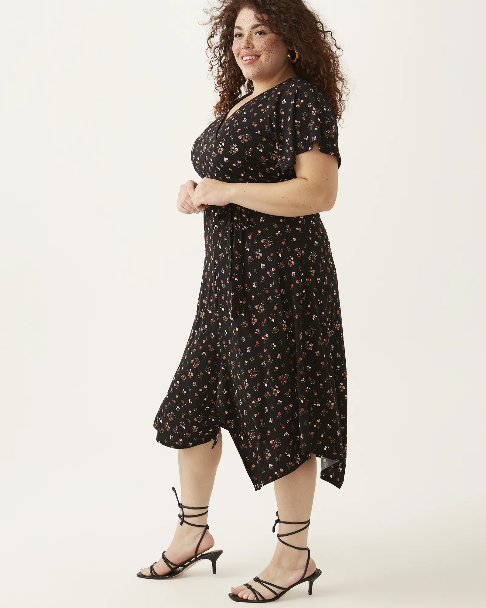 Amaya Short Sleeve Wrap Dress | Black / Orange