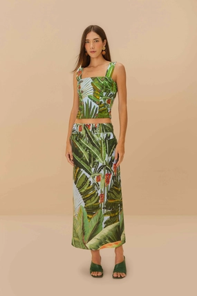 Amazonia Forest Blue Maxi Skirt Easy Vibe Urban Fashion