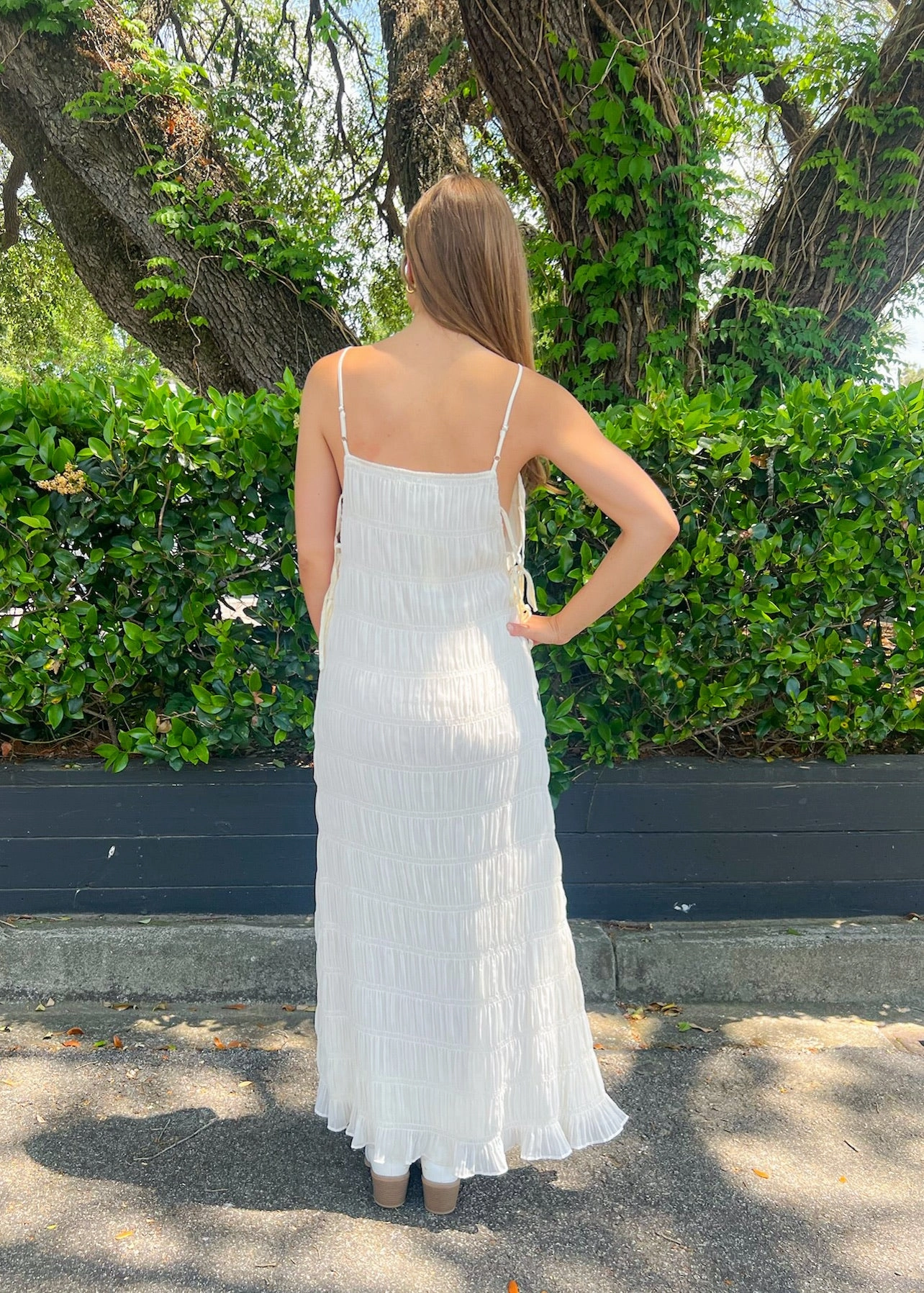 Sleek Wear Elegant Appearance AMBER IVORY TEXTURED MAXI DRESS