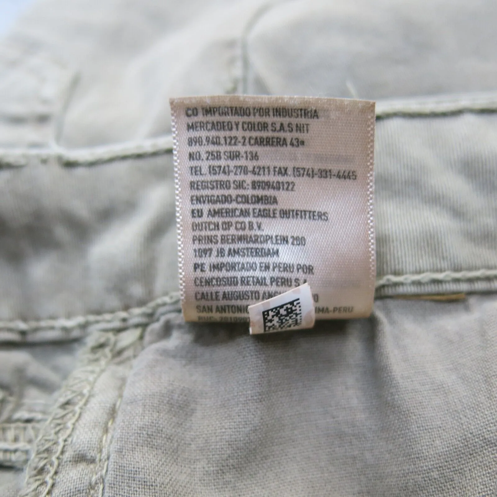 American Eagle Mens Straight Leg Jeans Mid Rise Cotton Beige Green Size W33XL34