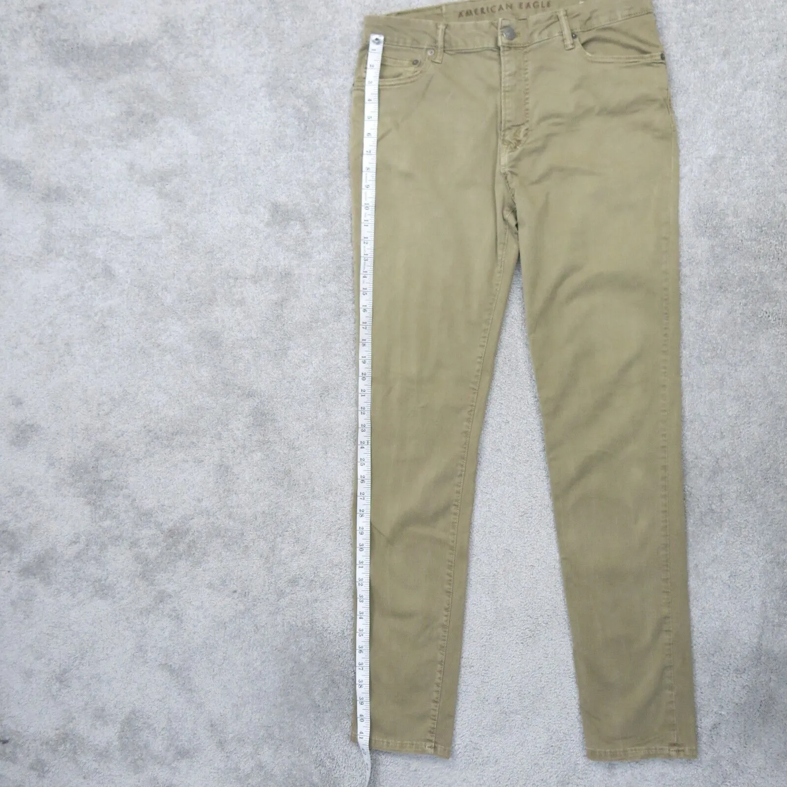 American Eagle Mens Straight Leg Jeans Mid Rise Cotton Beige Green Size W33XL34