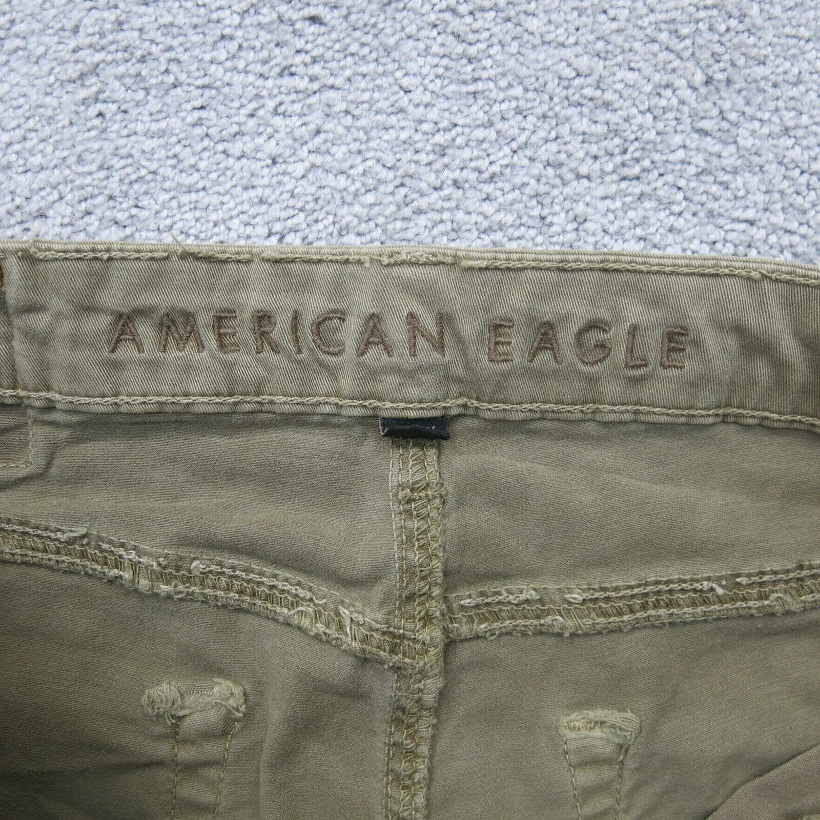 American Eagle Mens Straight Leg Jeans Mid Rise Cotton Beige Green Size W33XL34