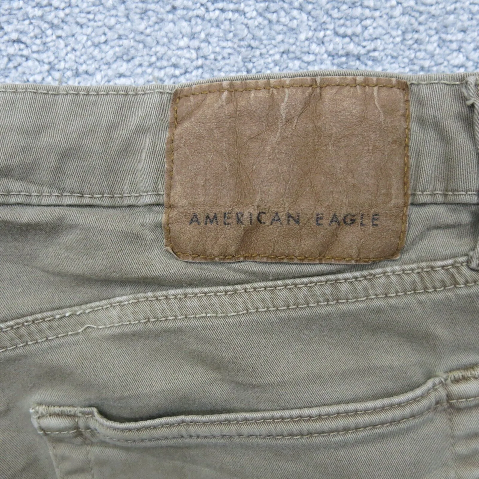 American Eagle Mens Straight Leg Jeans Mid Rise Cotton Beige Green Size W33XL34