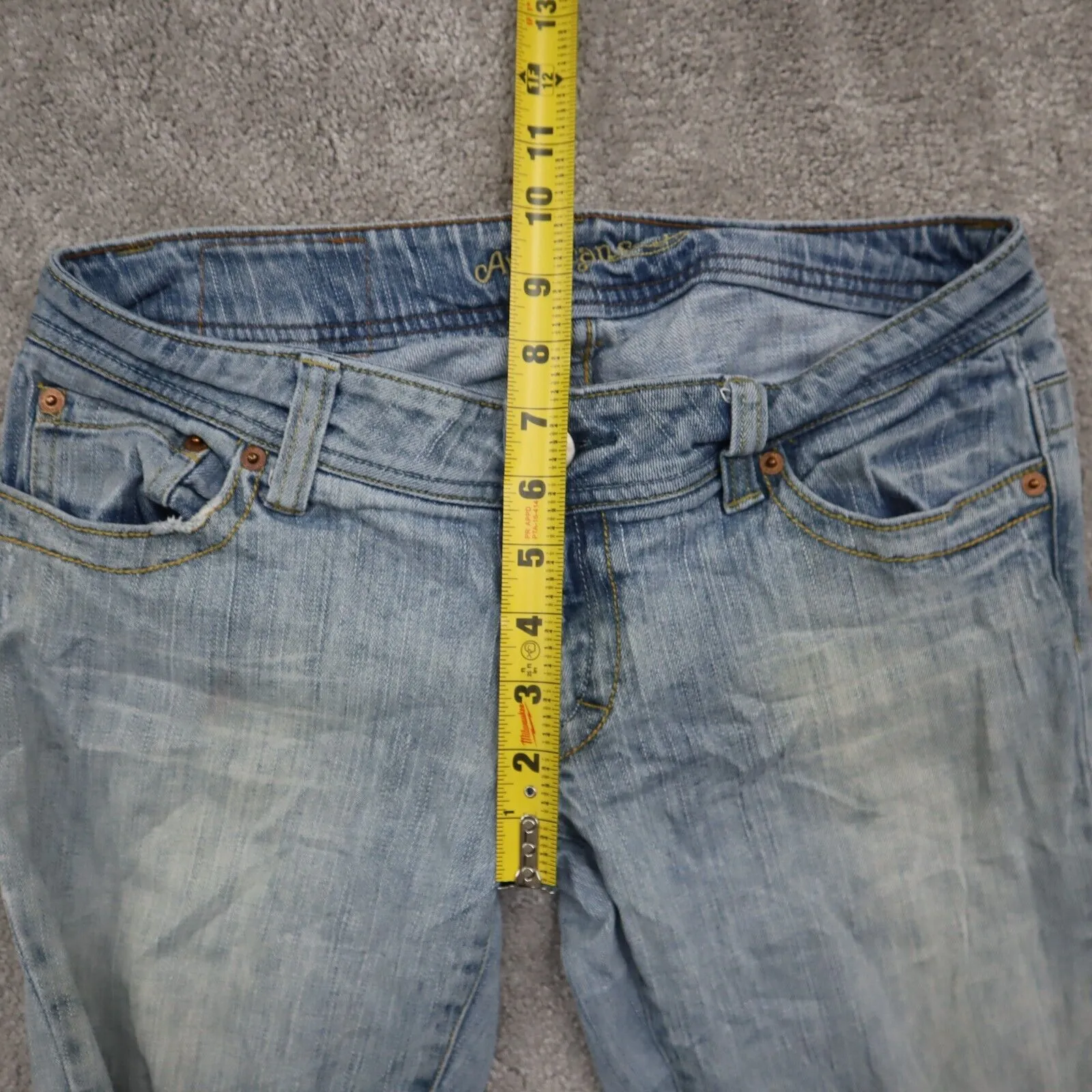 American Eagle Outfitters Womens Straight Leg Jeans Low Rise Blue Size 6Long