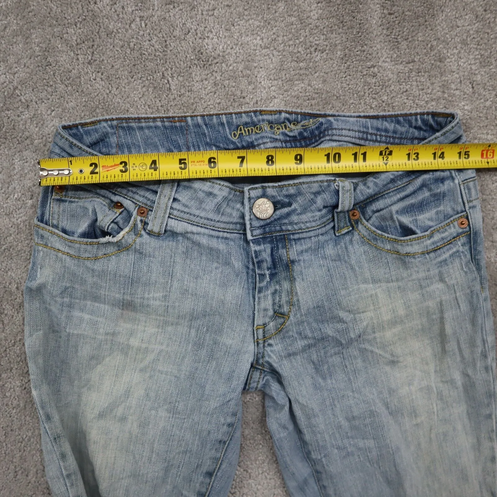 American Eagle Outfitters Womens Straight Leg Jeans Low Rise Blue Size 6Long