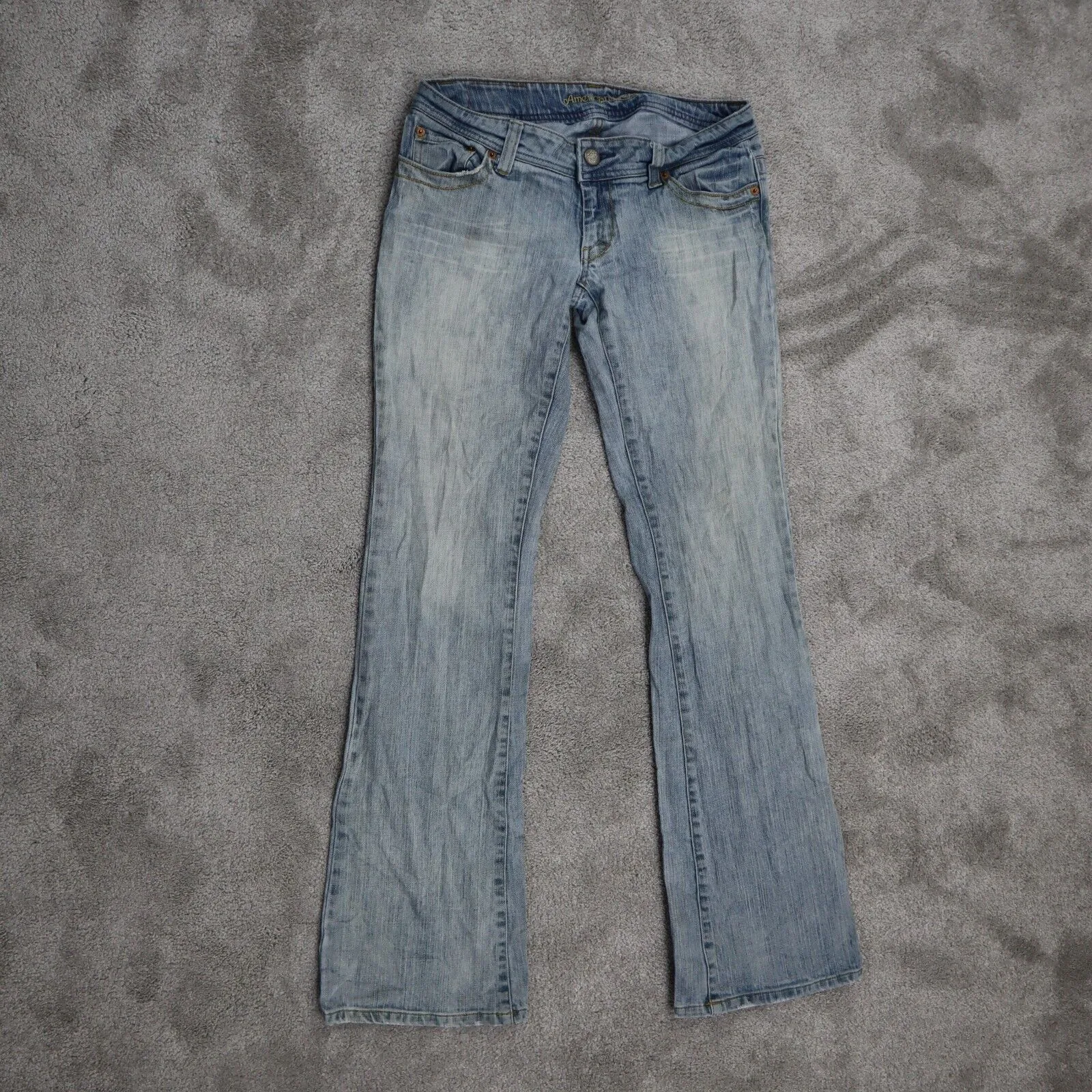 American Eagle Outfitters Womens Straight Leg Jeans Low Rise Blue Size 6Long