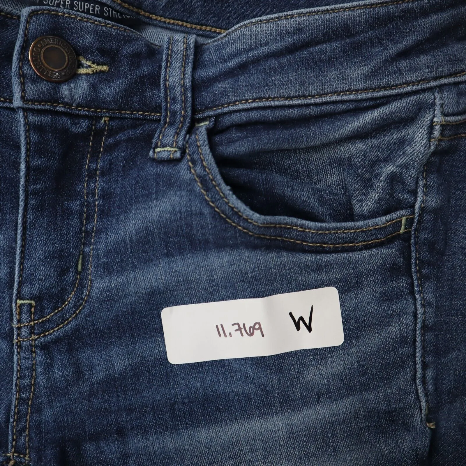 American Eagle Women Jegging Jeans Denim Skinny Leg Raw Hem Stretch Blue Size 4R