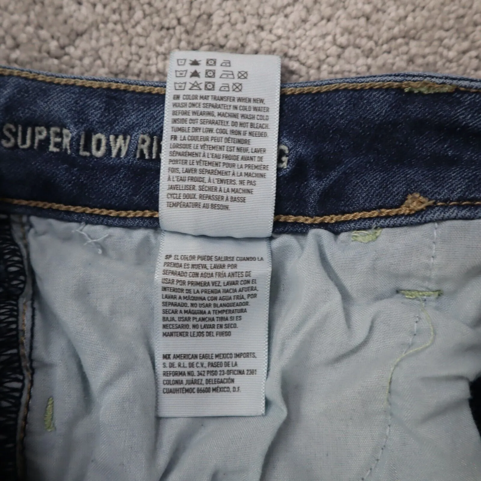 American Eagle Women Jegging Jeans Denim Skinny Leg Raw Hem Stretch Blue Size 4R
