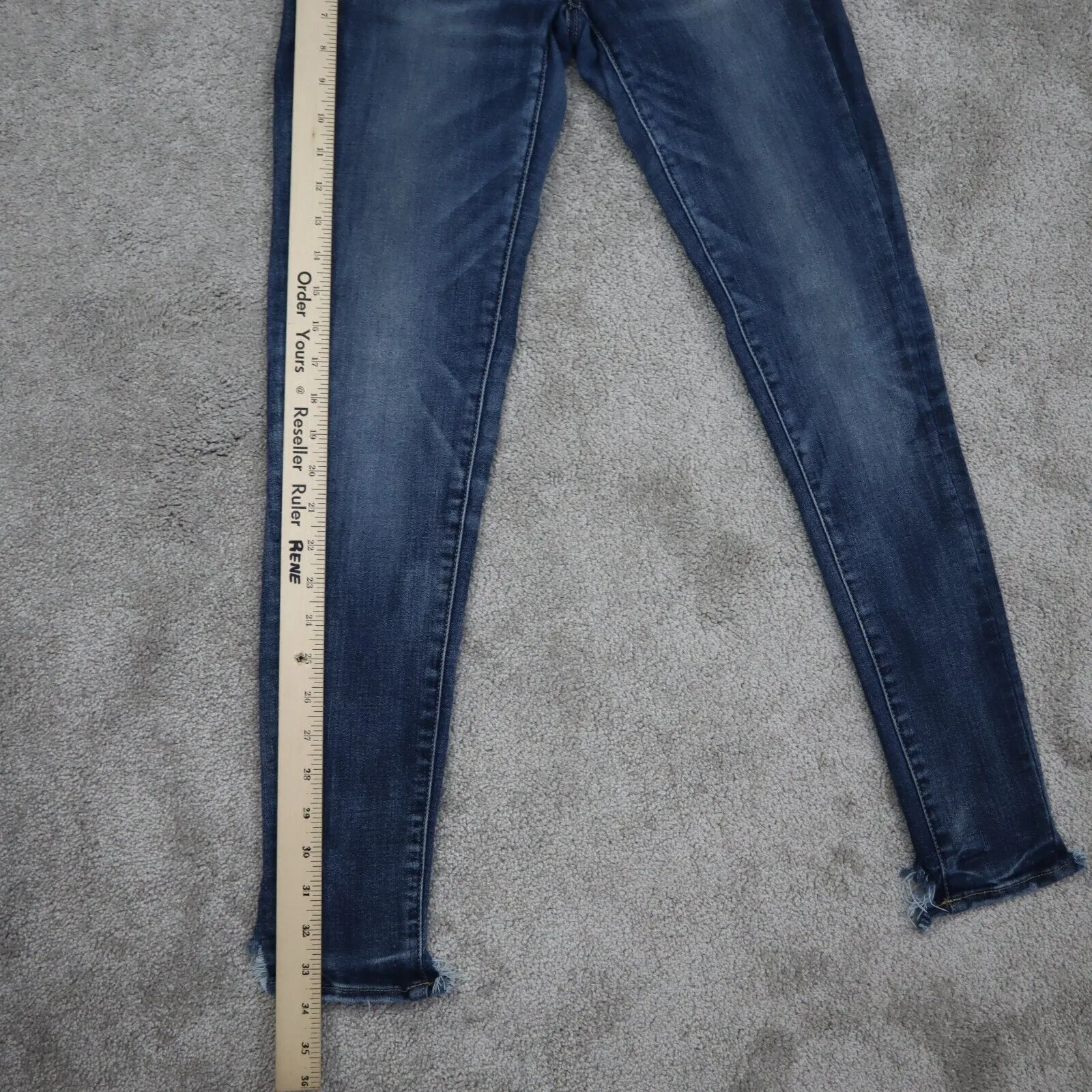 American Eagle Women Jegging Jeans Denim Skinny Leg Raw Hem Stretch Blue Size 4R