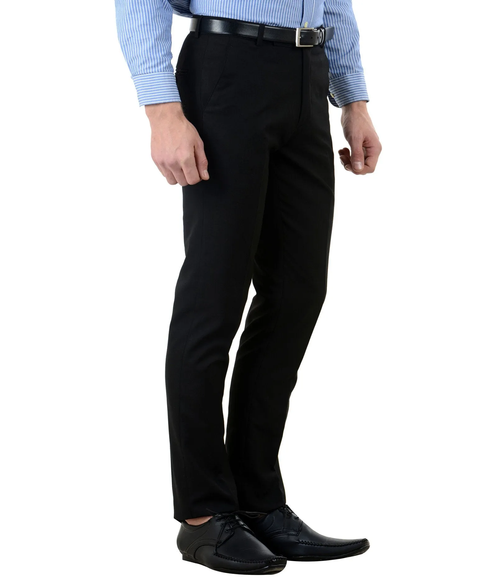 American-Elm Basic Cotton Stylish Black Formal Touser for Men for Workwear/ Party Wear