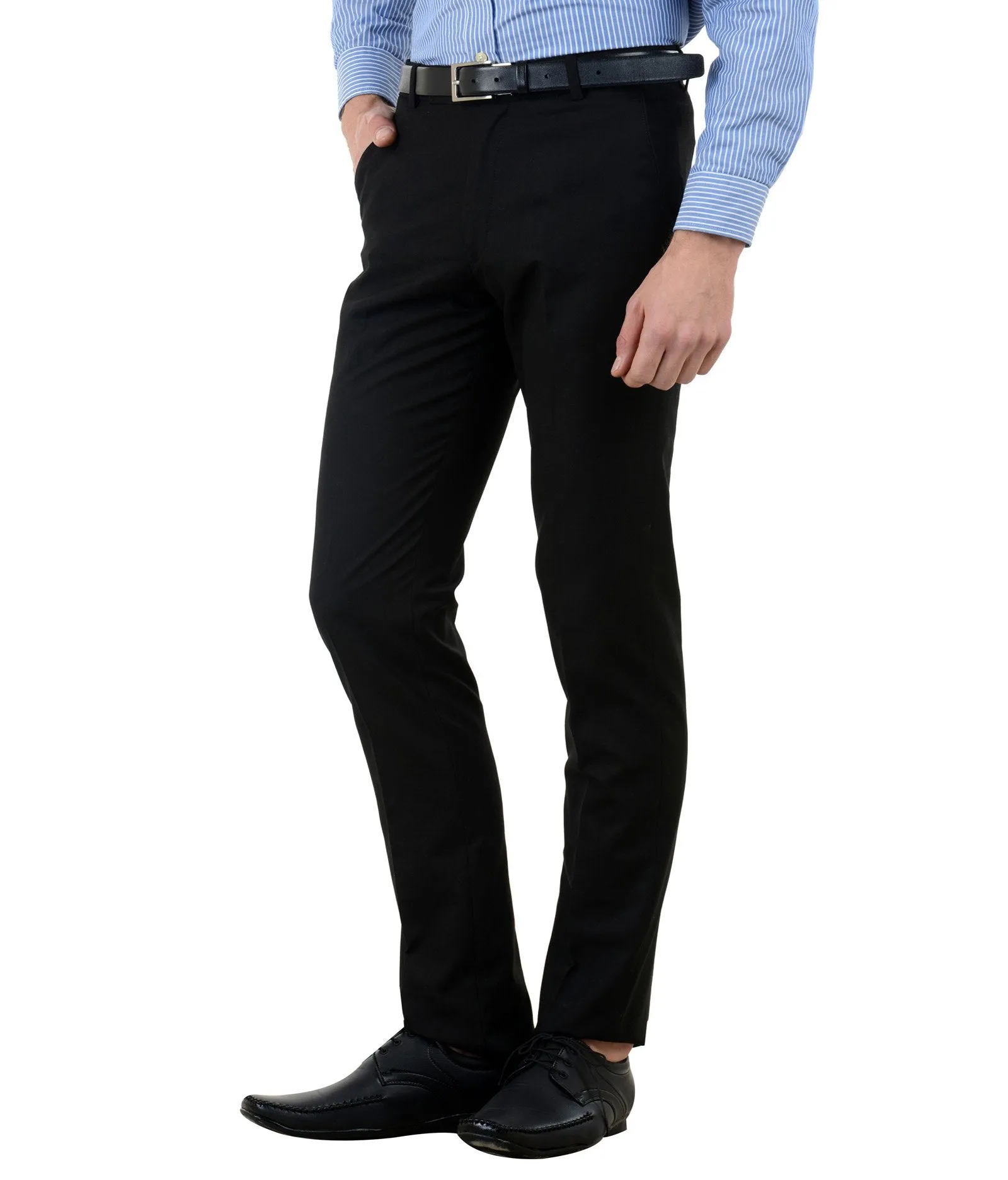 American-Elm Basic Cotton Stylish Black Formal Touser for Men for Workwear/ Party Wear