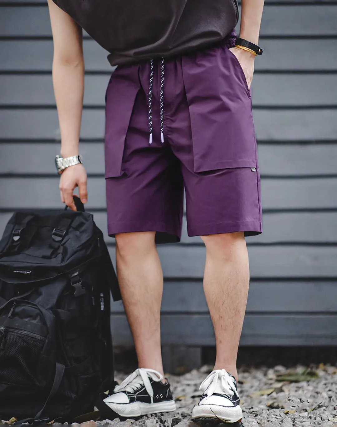 American Retro P44 Woven Large Pocket Straight-Leg Men's Shorts
