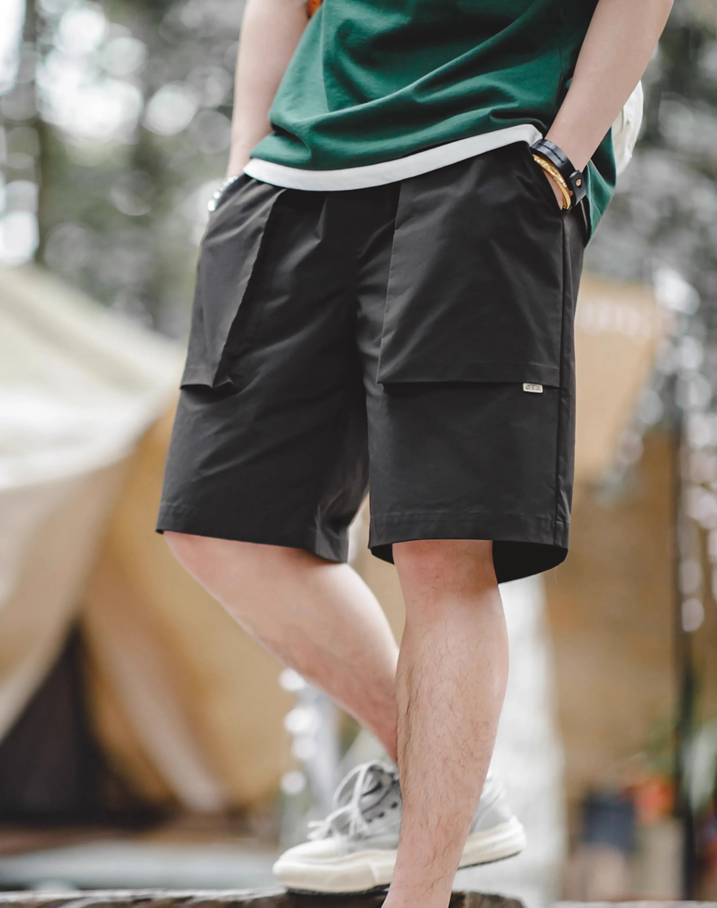 American Retro P44 Woven Large Pocket Straight-Leg Men's Shorts