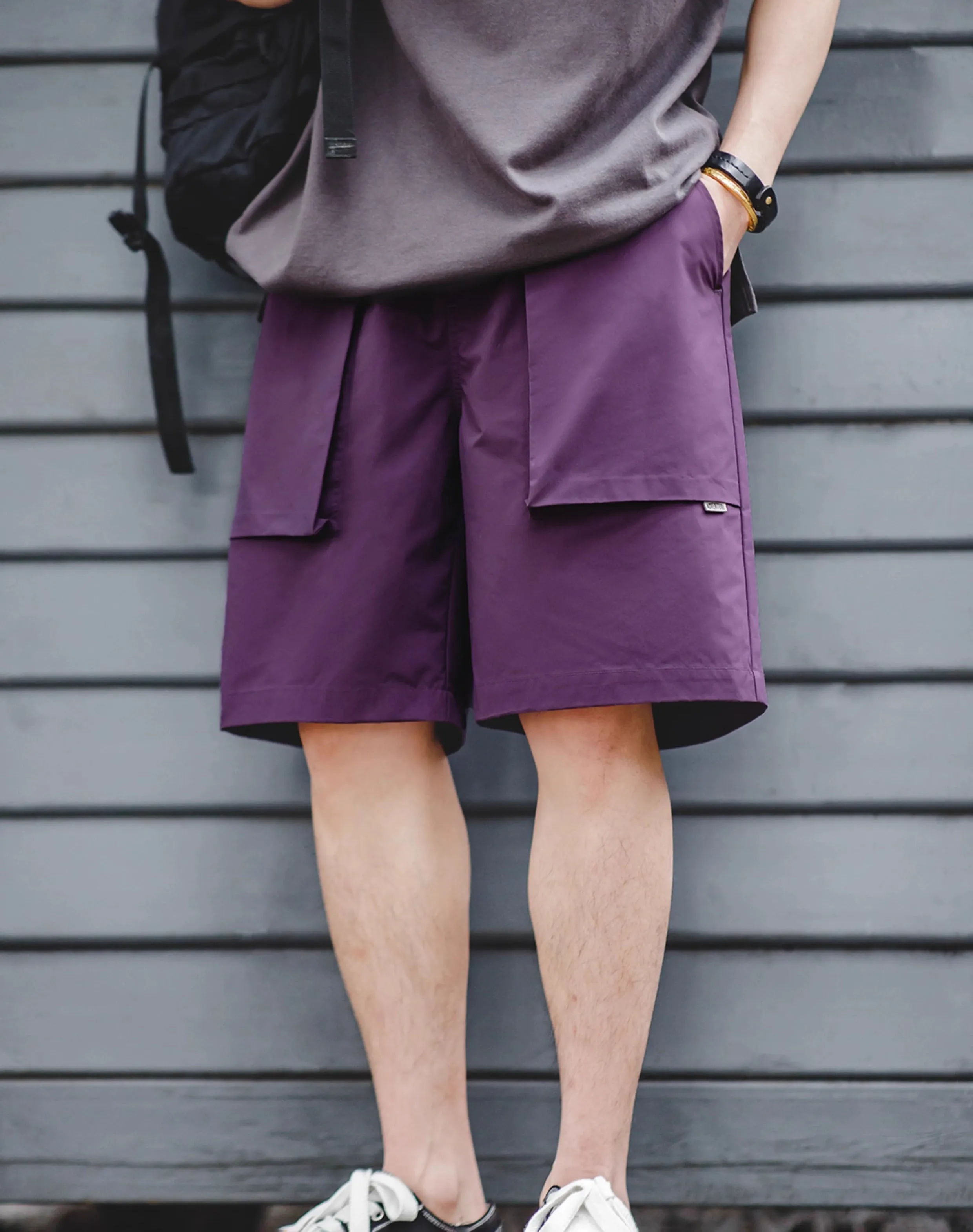 American Retro P44 Woven Large Pocket Straight-Leg Men's Shorts