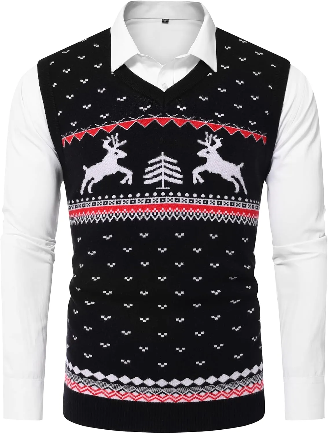 Amussiar Men's Casual Sweater Vest V-Neck Slim Fit Sleeveless Sweater Knitted Pullover Vest