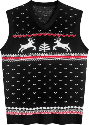 Amussiar Men's Casual Sweater Vest V-Neck Slim Fit Sleeveless Sweater Knitted Pullover Vest