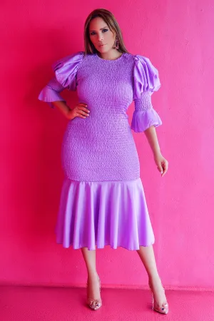 Anabelle Puff Sleeves Midi Dress