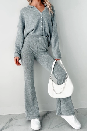 Core Support Anastasia Metallic Flare Pants (Silver)
