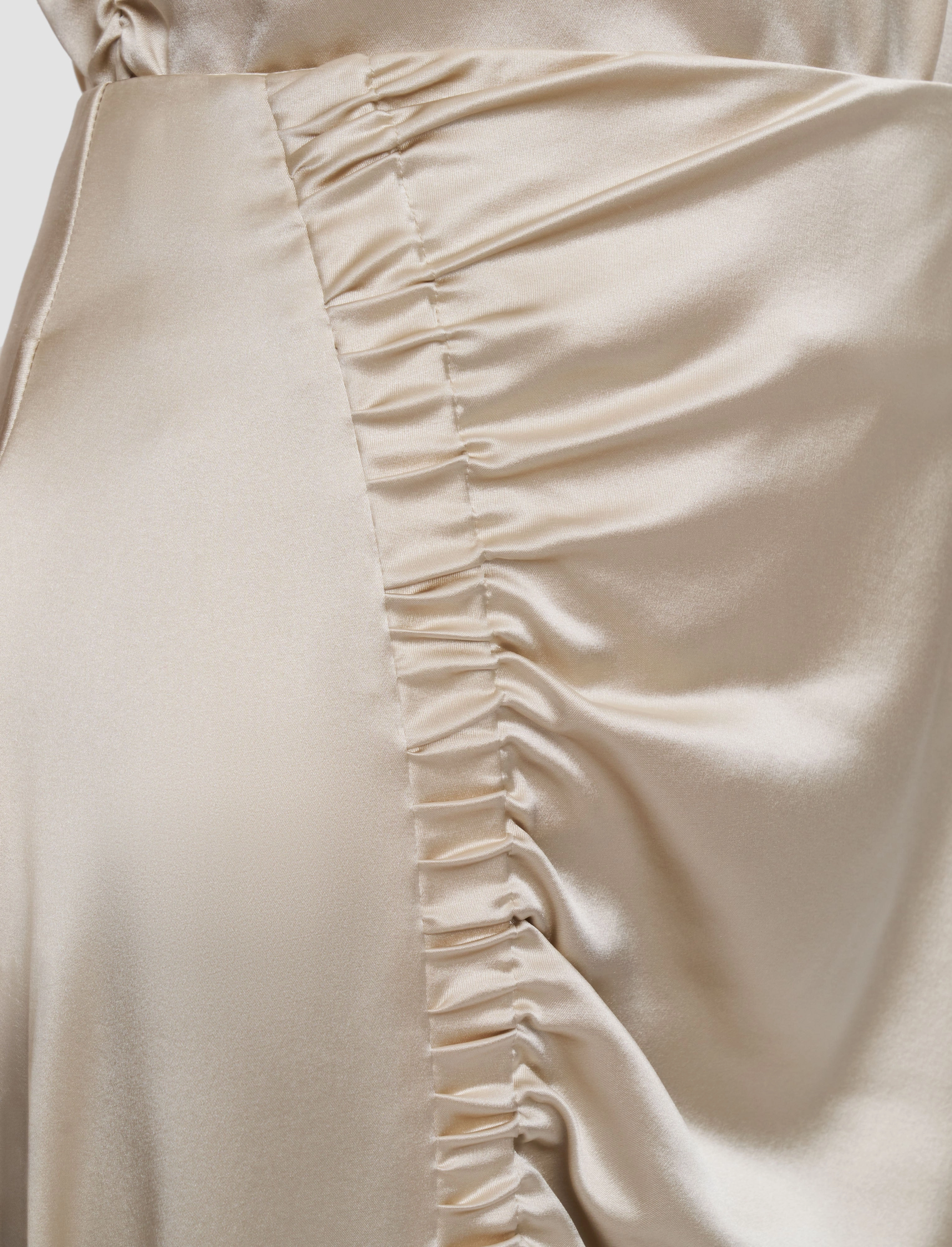 Andrea Ruched Silk Satin Skirt Flow Look
