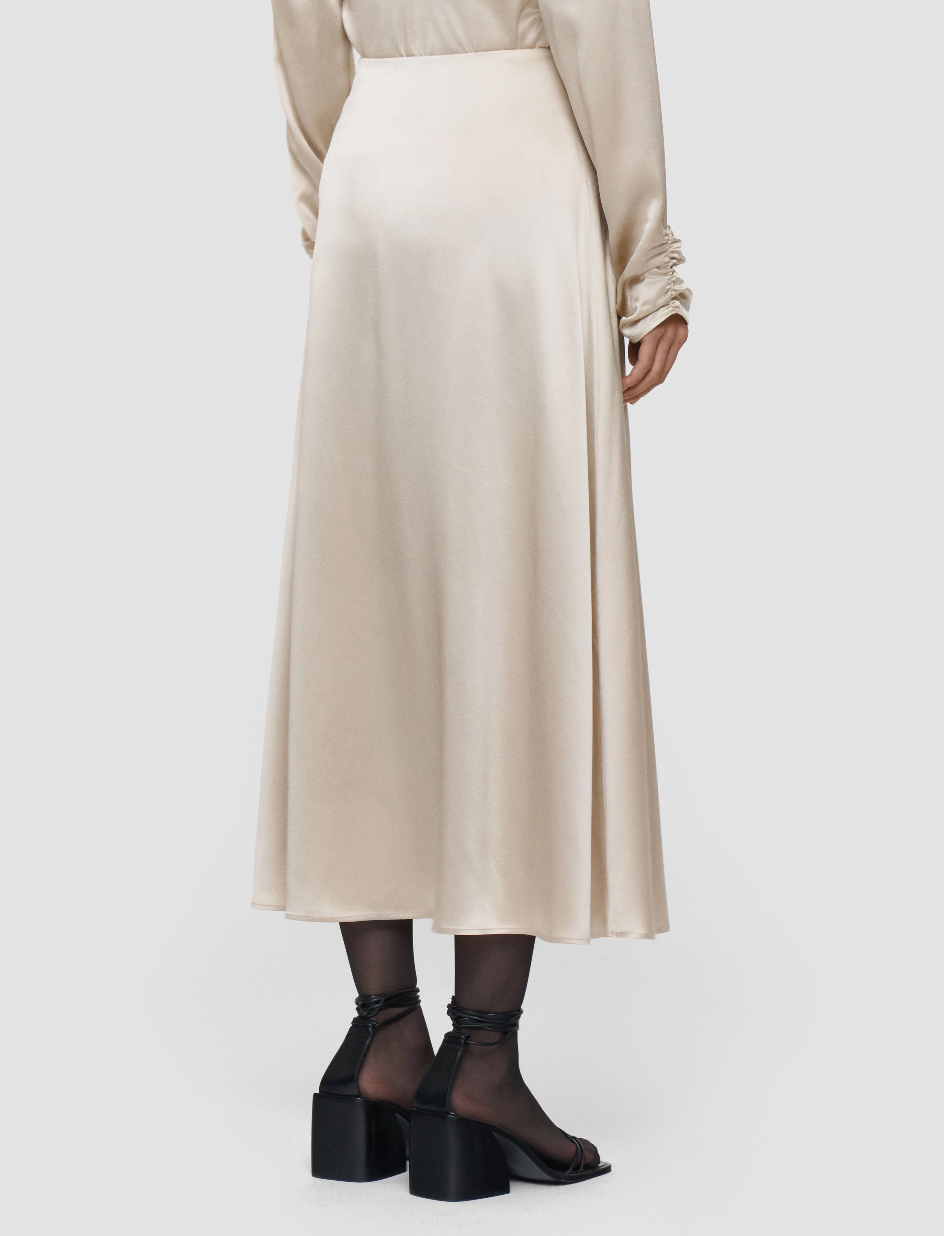 Andrea Ruched Silk Satin Skirt Comfortable Motion Day To Night