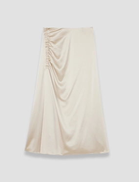 Evening Outing Bold Mood Andrea Ruched Silk Satin Skirt