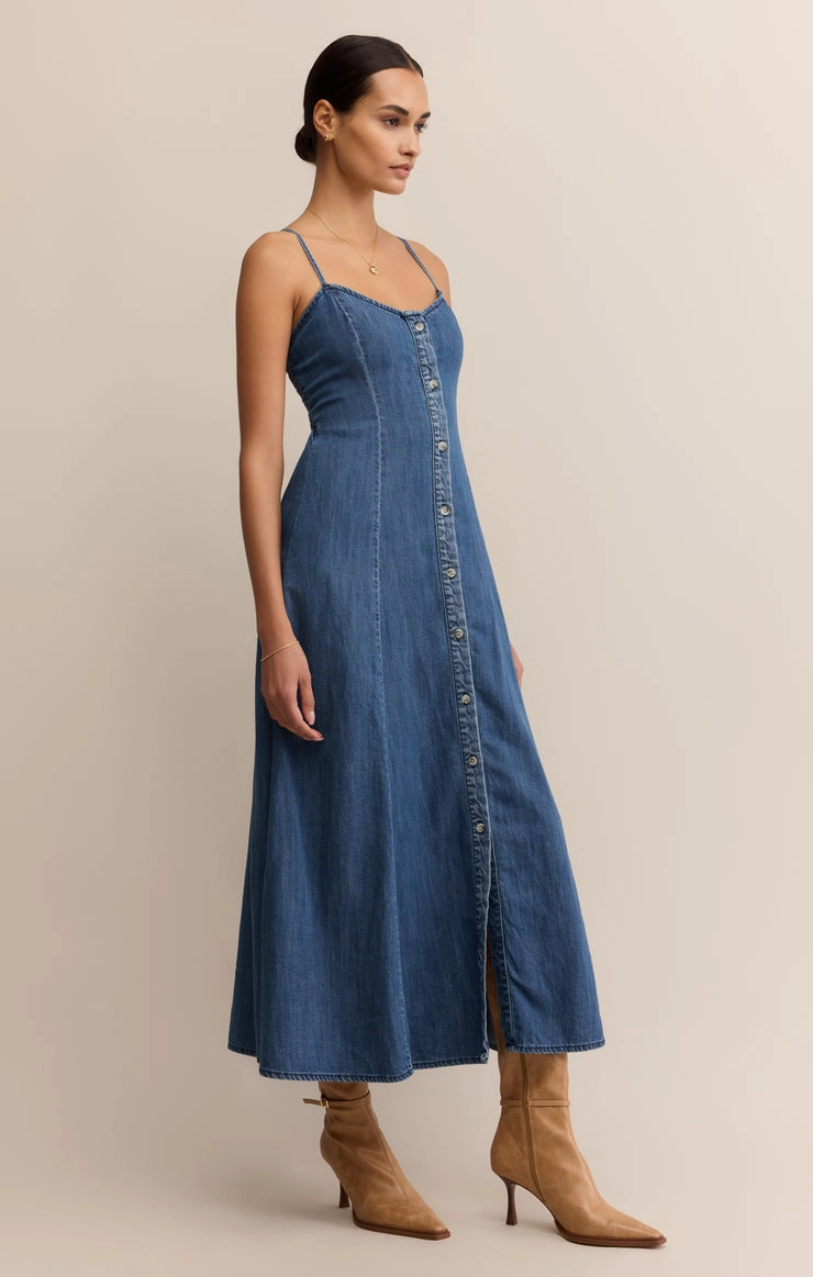 Luxe Comfort ANGEL EYES DENIM MIDI DRESS