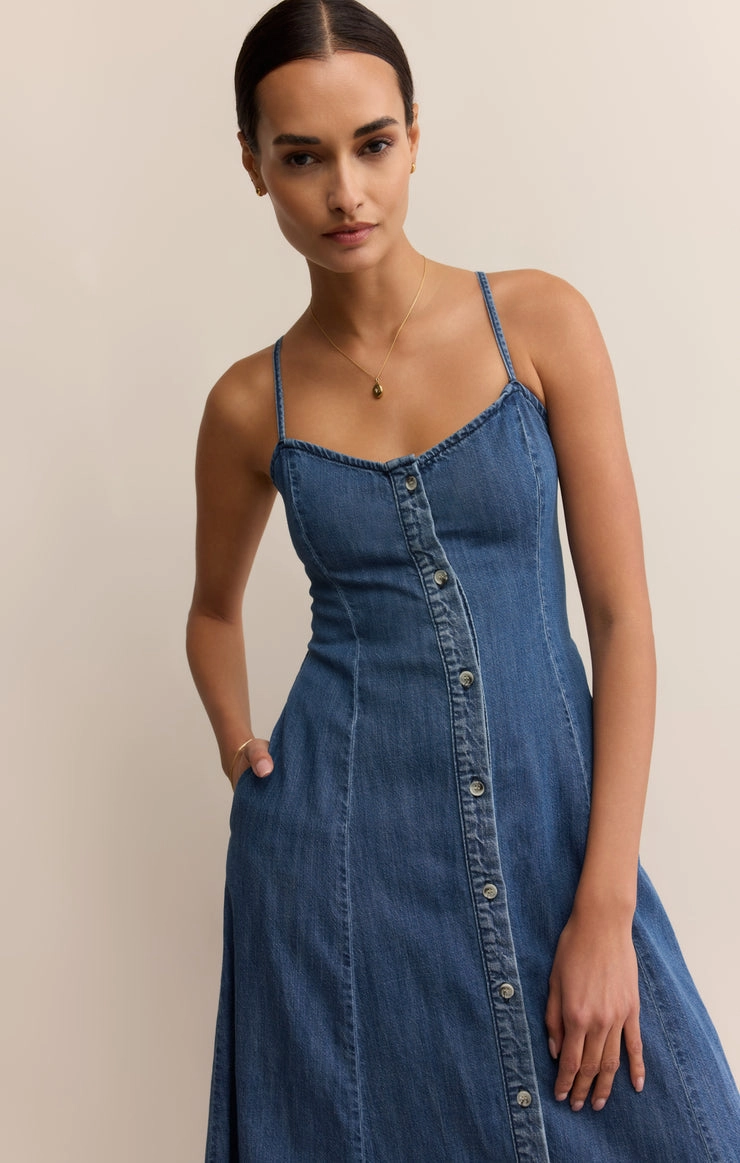 ANGEL EYES DENIM MIDI DRESS Smooth Feel Formal Choice
