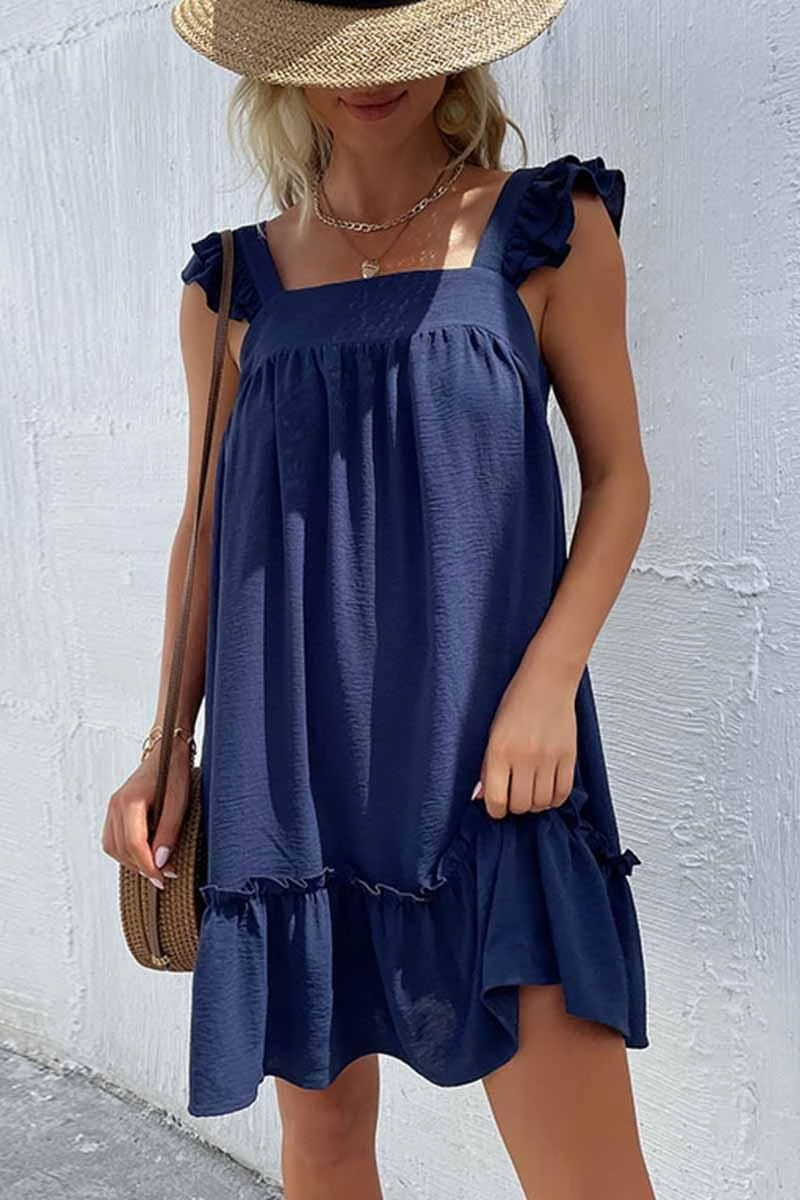 Versatile Fit ANGEL WINGS SLEEVE RUFFLED LACE MINI DRESS
